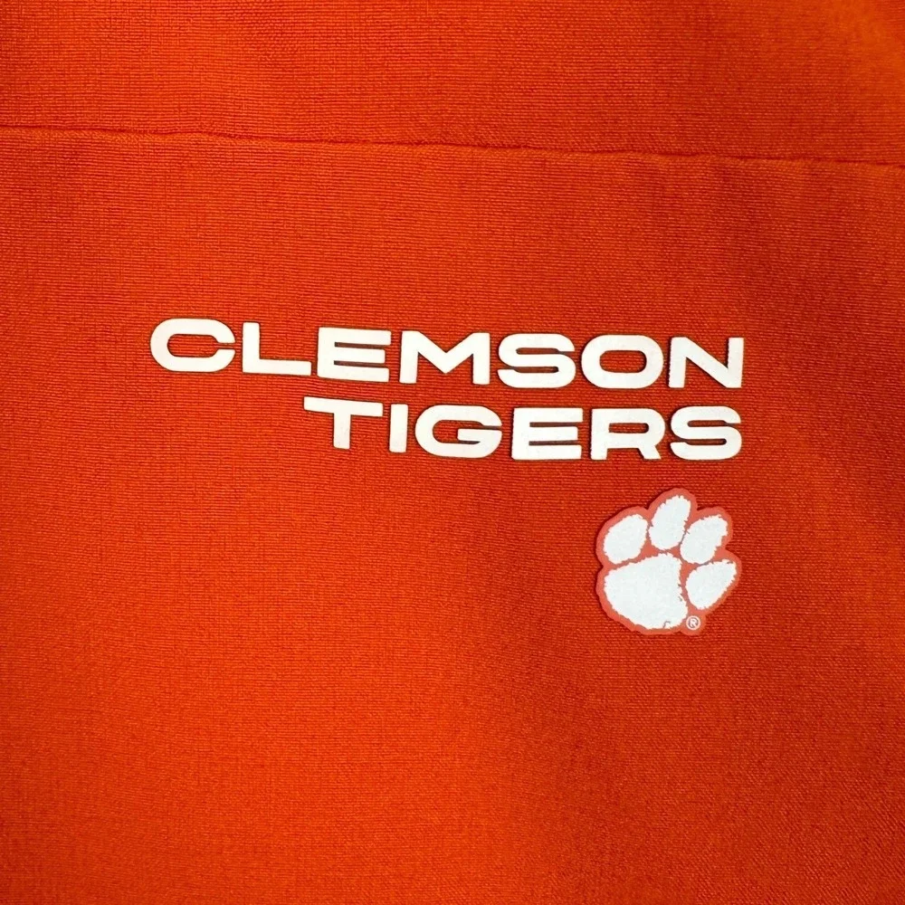 Clemson Tigers Nike Polo Shirt Mens 2XL Orange Dri-Fit Football Golf Snap Button